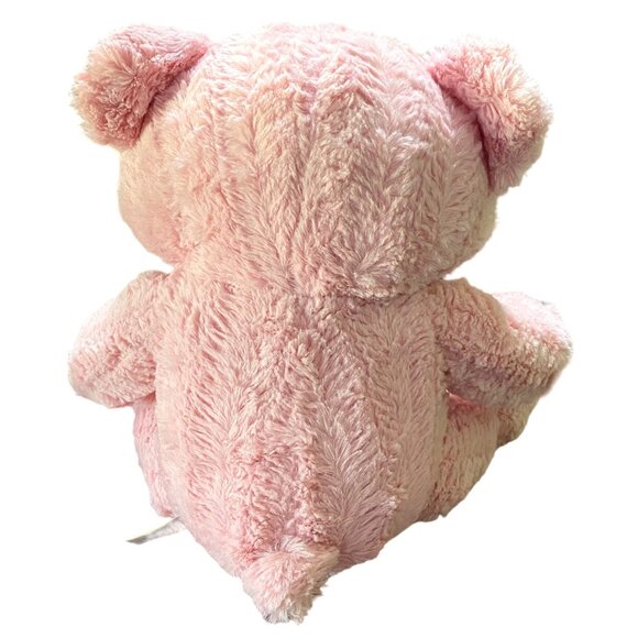 Valentine Pink Teddy Bear Plush 14" Smiling Hearts Love Gauzy Bow Girl Gift - Picture 4 of 10